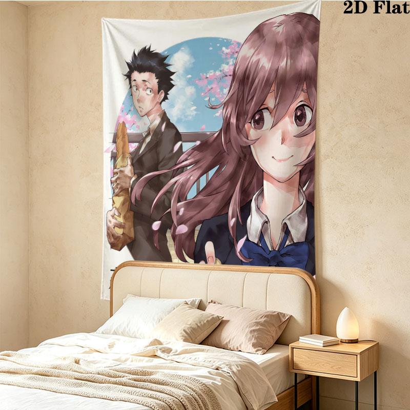 A Silent Voice Wall Tapestry Aesthetic Wall Hanging Printed Fabric Blanket Decorative Tapestries For Bedroom Living Room Home Decor