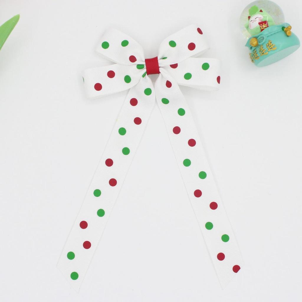 Printed Ribbed Band Long Ribbon Bow Hair Clip - Hot Selling Hair Accessory