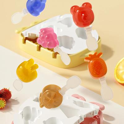 Summer DIY Cute Animal Fruit Shaped Popsicle Mold Box Home Ices Cube Tray Ice Cube Maker Silicone Ices Mold Forms for Ice Cream