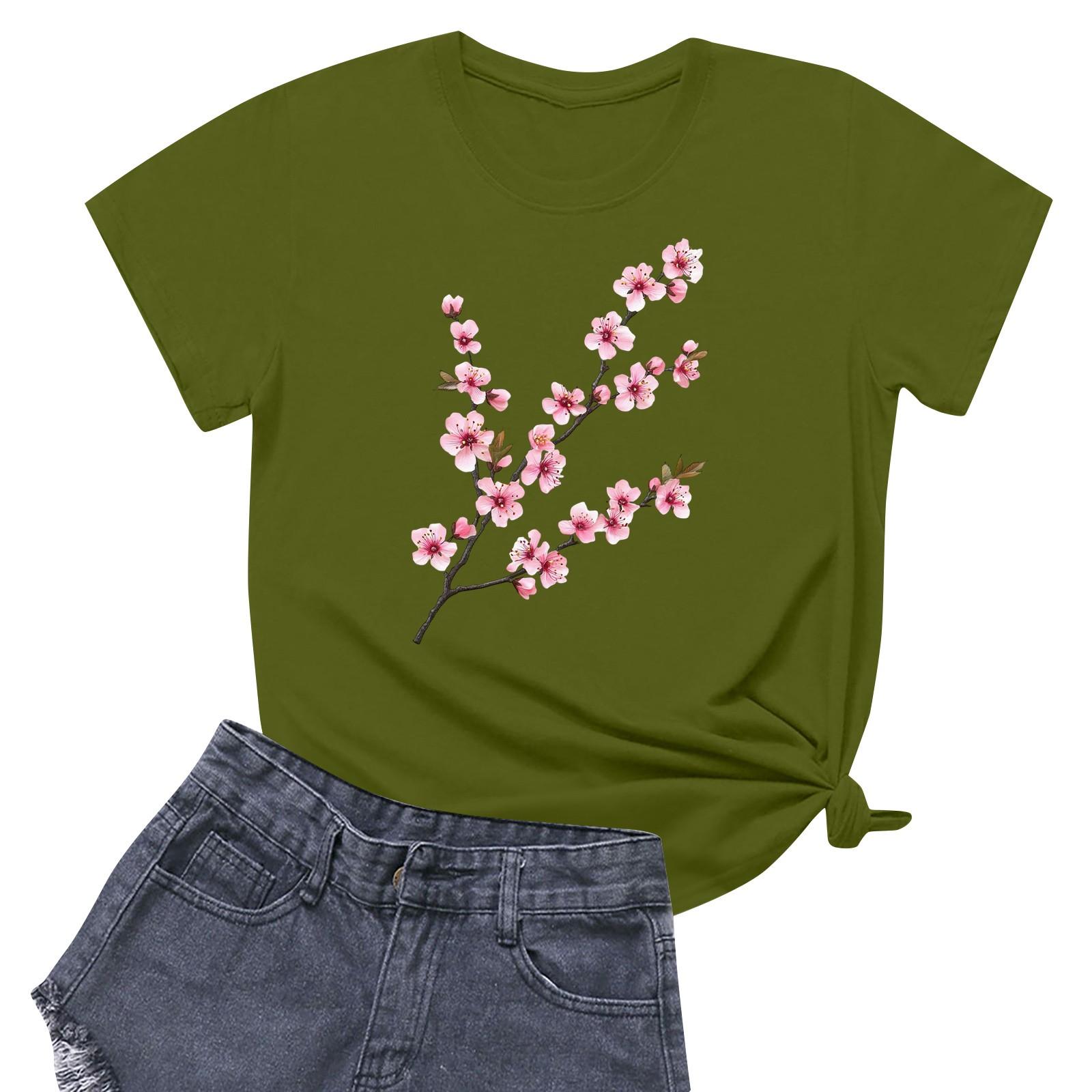 

Женская повседневная футболка с круглым вырезом и короткими рукавами с принтом L армия зеленый