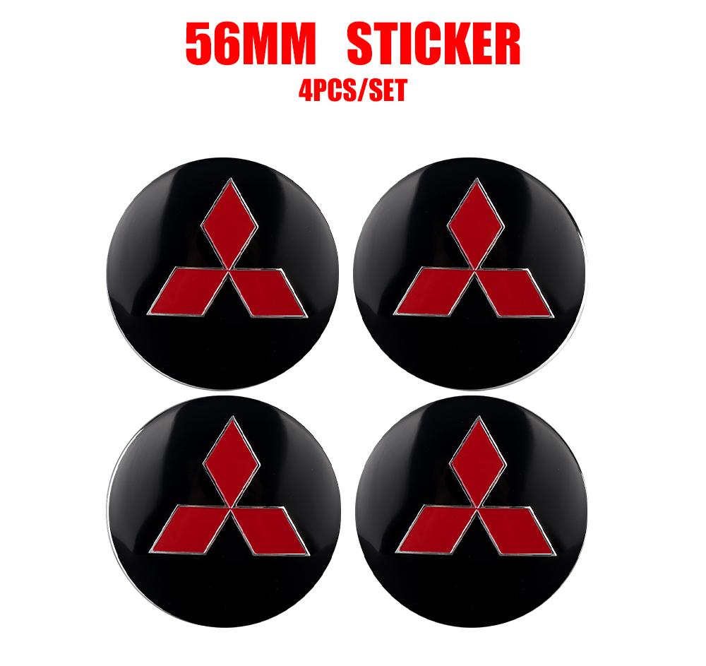 4 ks 56mm Krytky středů kol auta Znak Nálepka Logo auta Dekály Pro Mitsubishi RalliArt ASX Pajero Montero Lancer