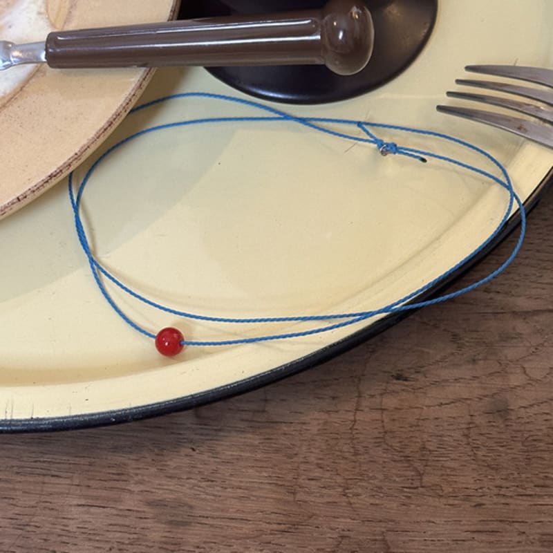 OURPIERRE RED BALL ROPE NECKLACE