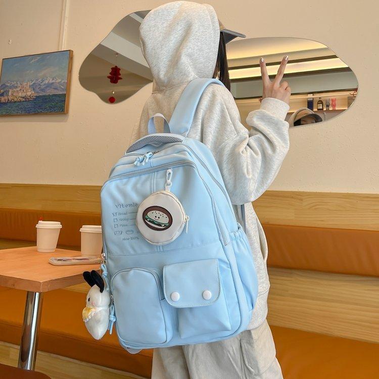 Schoolbag Korean version ins Japanese cute contrasting color versatile schoolbag junior high school high school student large capacity travel backpack