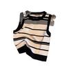 Korean Style Sweet Striped Crop Knit Tank Top - Sleeveless & High Waist Summer Blouse