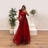 Abito Maxi da Donna a Spalla Singola Manica Lunga Linea ad A Vita Media Elegante Abito da Sera in Tulle