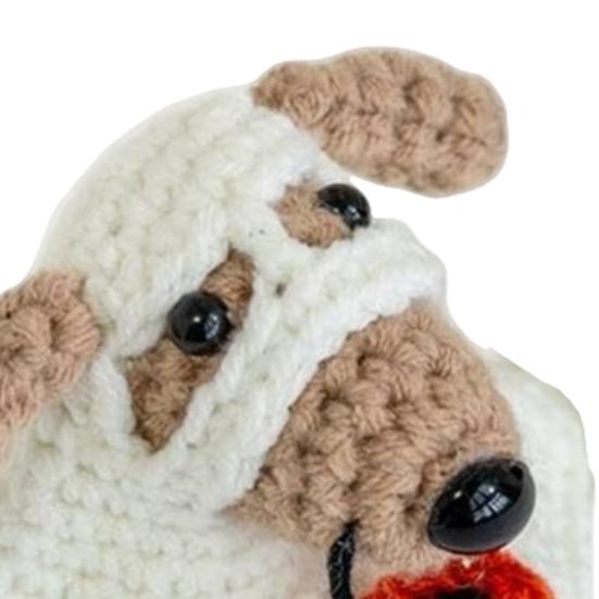 1/2Pcs Halloween Crochet Ghost Dog Doll Mini Handmade Knitting Pumpkin Ghost Puppy Doll Home Office Desktop Animal Decoration Ornament