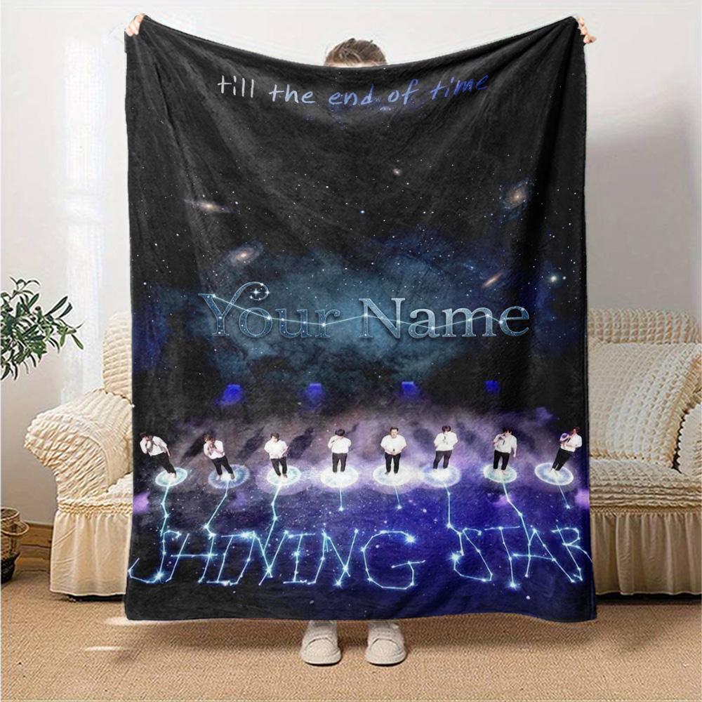 Name Custom Super Junior Poster Print Flannel Blanket High Quality Warm Comfortable Cover for All Seasons Perfect for Gifts Home Decor
