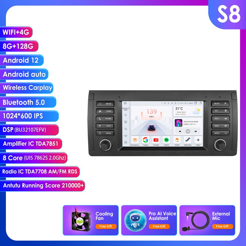 

OSSURET 7-дюймовый 2 DIN Android 13 Автомобильный мультимедийный плеер для BMW X5 11 E53 E39 M5 1996-2003 Стерео GPS Навигация Аудио Интеллектуальный Carplay 4G Автомагнитола S8 8Core 8G 128G AI