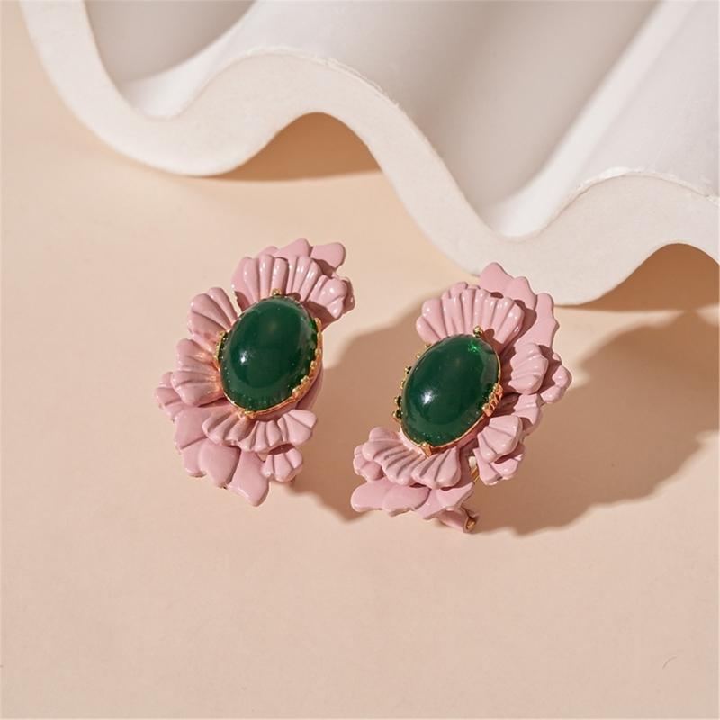 Elegant Oval Floral Designs Earrings Comfortable Wear Silver Posts Retro Styles Jewelry Gifts Convenient for Her