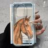 Retro Watercolor Horse Pattern Clear Phone Case For iPhone 17Air 16 15 14 13 12 11 Pro Max 14 Plus 2 In 1 Candy Color Soft Cover