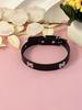PU Leer Honden Halsband met Roestvrij Staal Bot Accent voor Kleine en Middelgrote Honden - Leash Compatibel