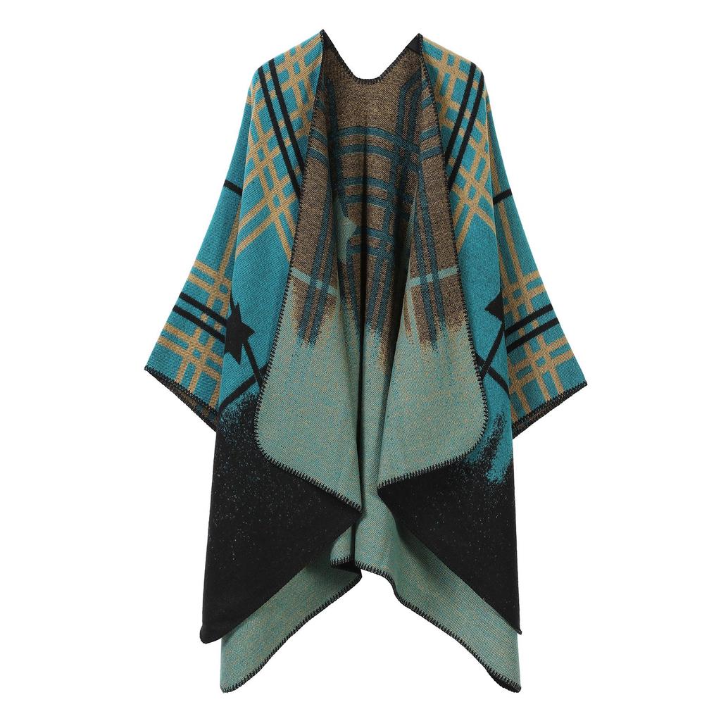In-Stock Women's Double-Sided Tassel Shawl Cape - Classic Style, High-End, Warm, Perfect for Travel.