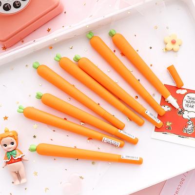 Soft Silicone Carrot Neutral Pen Cute Black Marker for Students with A Signature Pen