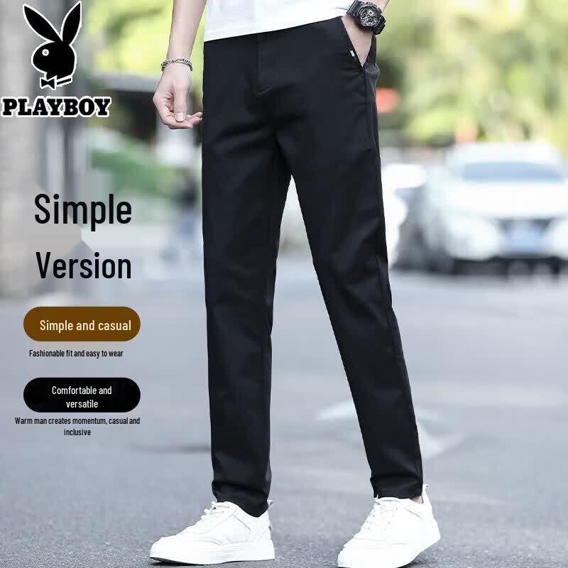 PLAYBOY Men s Summer Slim Fit Ice Silk Casual Pants 34