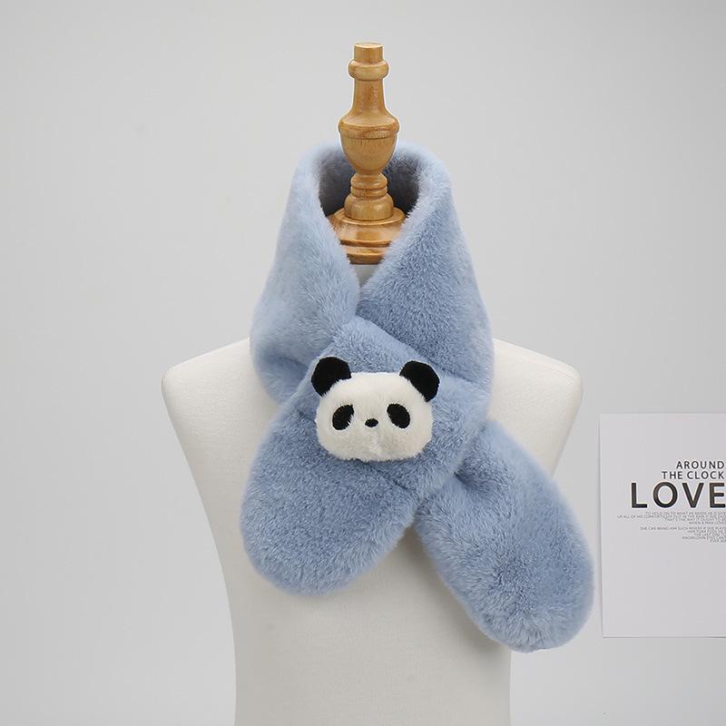 Children s Cute Panda and Cat Plush Neck Warmer Scarf - Warm, Thickened, Windproof for Autumn/Winter