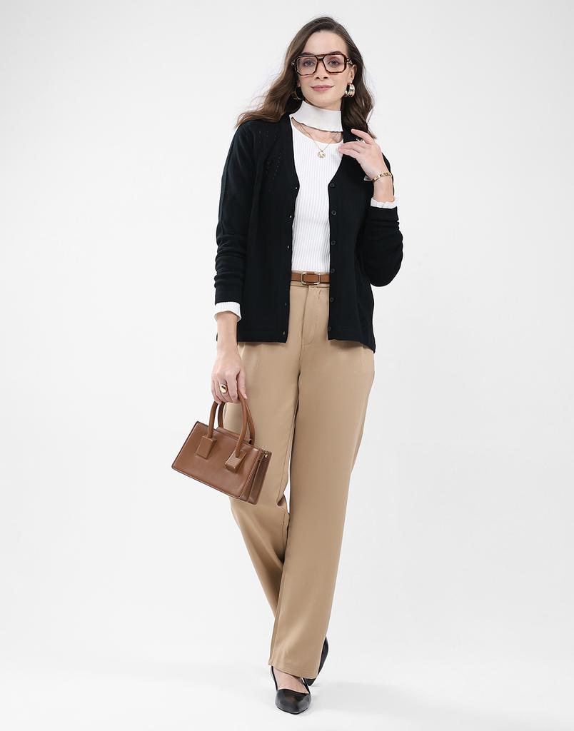 MONTE CARLO Women's V Neck Full Sleeve Cardigan