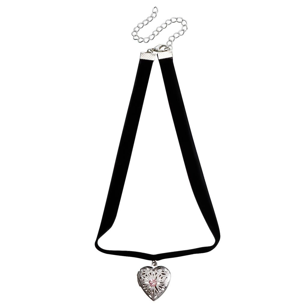 Jewelry Simple Neck Chain Black Ribbon Open Lid Diamond Love Necklace Female Beauty Necklace
