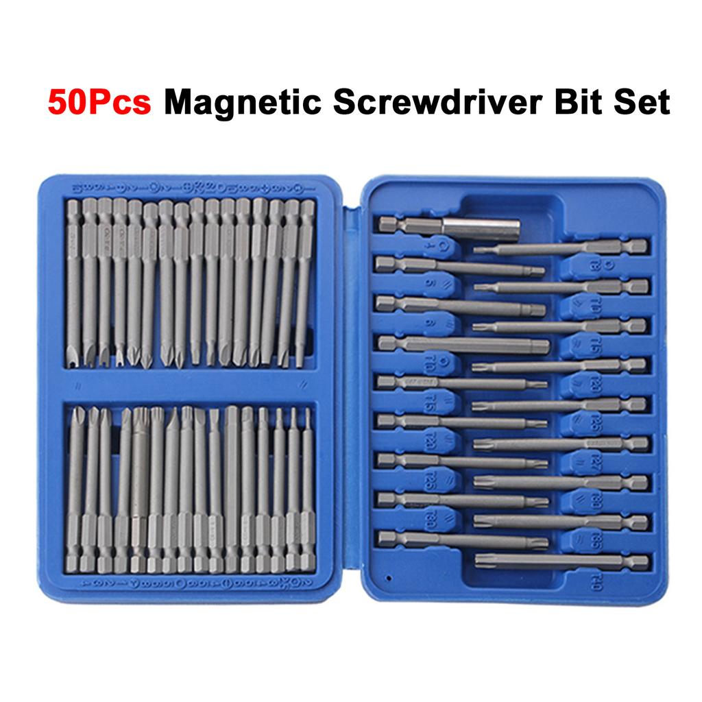 50Pcs Screwdriver Bit Set Security Bit Set Extra Long Magnetic Driver Kit Drill Screwdriver Bit Set