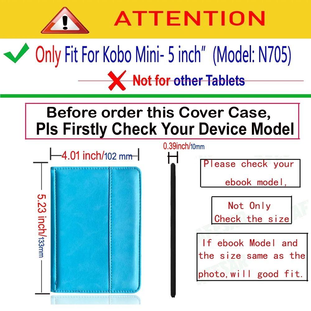PU Leather 5 inch e-Reader Case Auto Wake/Sleep Folio Funda N705 Smart Cover for Kobo Mini