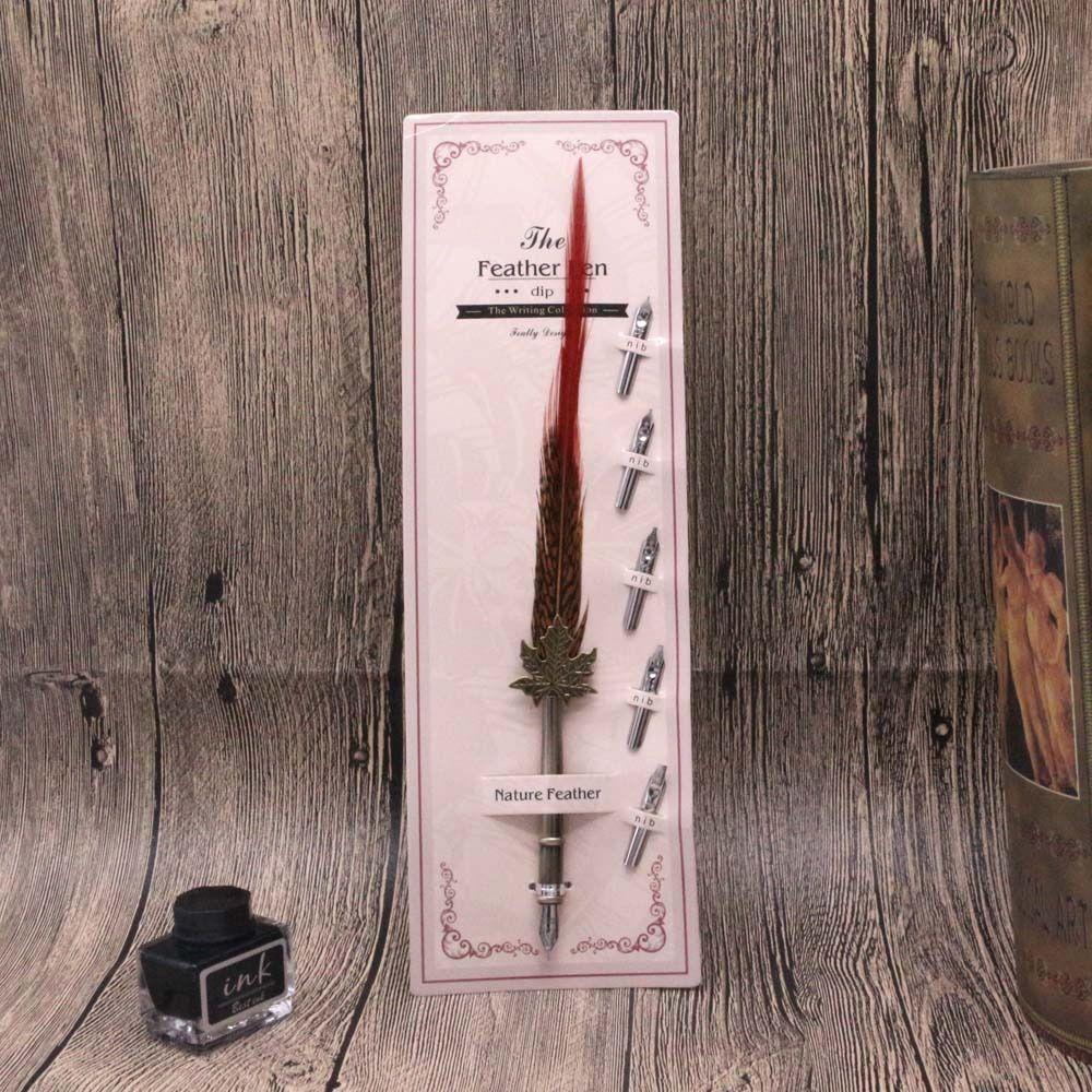 Dipped In Water Signature Ink Pen Fountain Pen Feather Dip Pen Peacock Feather Pen  Birthday Gift