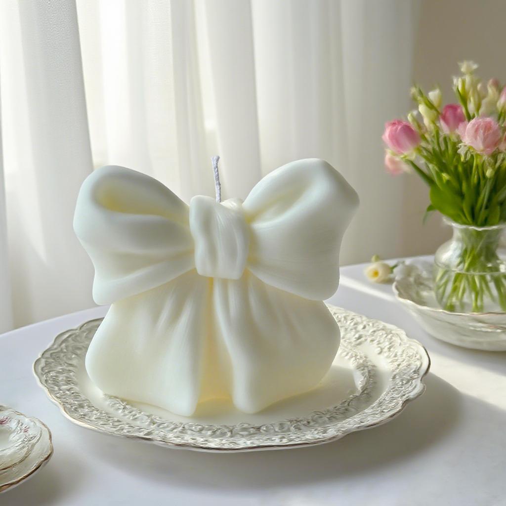 1PC 3D Bow Tie Candle Valentine's Day Bowknot Aromatherapy Scented Candles Plaster Craft Home Decor Wedding Favors Gift