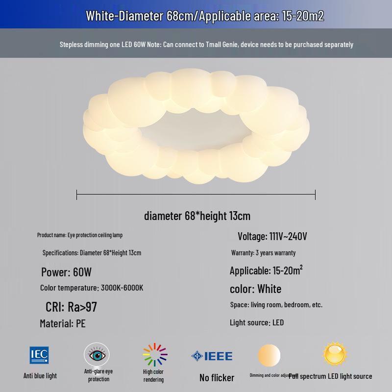 Nordic Modern Minimalist Cream Bubble Ceiling Light for Master Bedroom