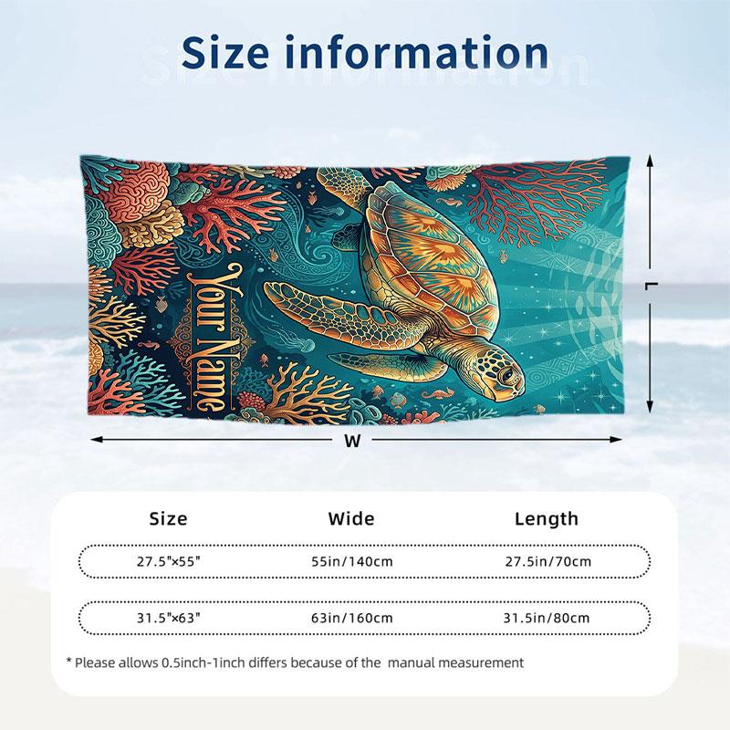 Oceanic Octopus Adventure Theme Quick Dry Beach Towel Custom Name Text Print Large Sand Resistant Towel Beach Vacation