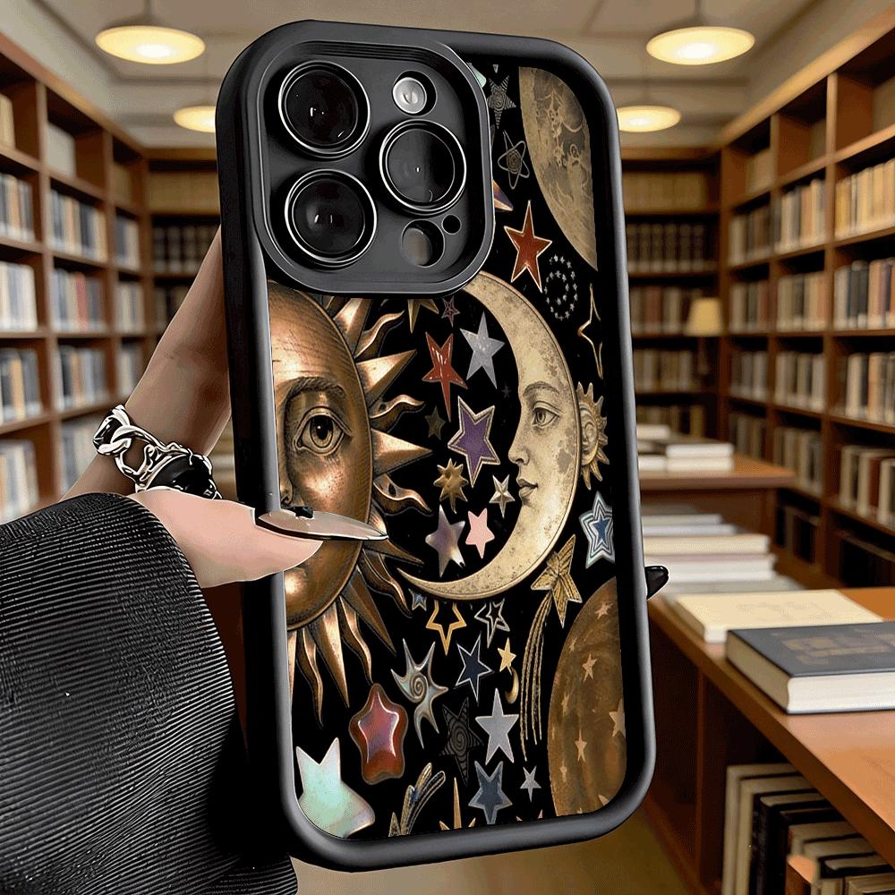 Celestial Sun Moon and Stars Luxury Anti-Slip TPU Phone Case For Xiaomi Redmi Note 15 14 13 12 11 10 9 Pro Full Protective Cover