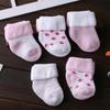 5 Pairs Pink Blue Newborn Socks Cotton Winter Socks New Baby Short Socks  for 0-3 Years Old