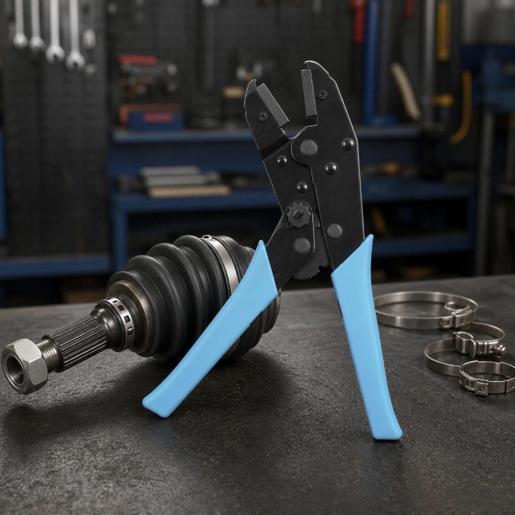 Cage Dust Boot Clamp Pivoting Gripping Surfaces for Garages