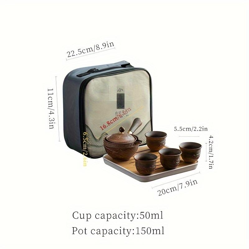 6pcs Premium Tea Set Include Teapot Teacup Tea Tray And Portable Bag Suitable For Family Gathering RV Travel Outdoor Camping Holiday Gift Birthday New