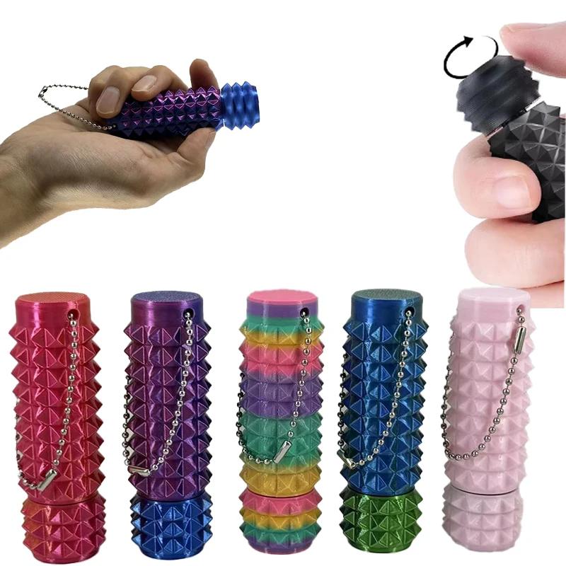 3D Printed Pain Stim Fidgeting Plaything Portable With Keychan Vivid 3D Pain Stimulation Relaxation Office Novelty Toy Spike Roller