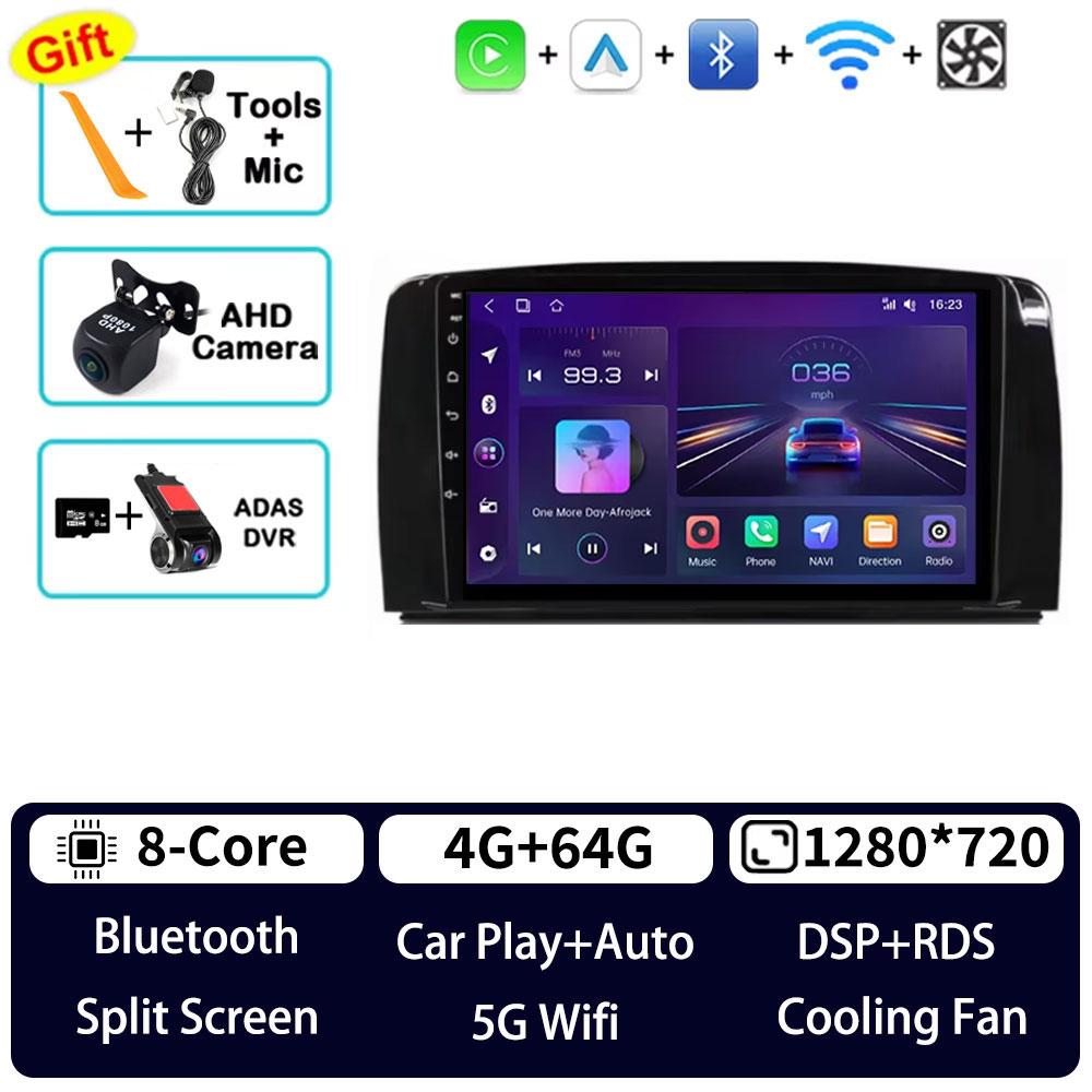 Autoradio Android 16 pour Mercedes Benz Classe R W251 R280 R300 R320 2005-2017, lecteur multimédia GPS, Navi, Carplay, autoradio stéréo
