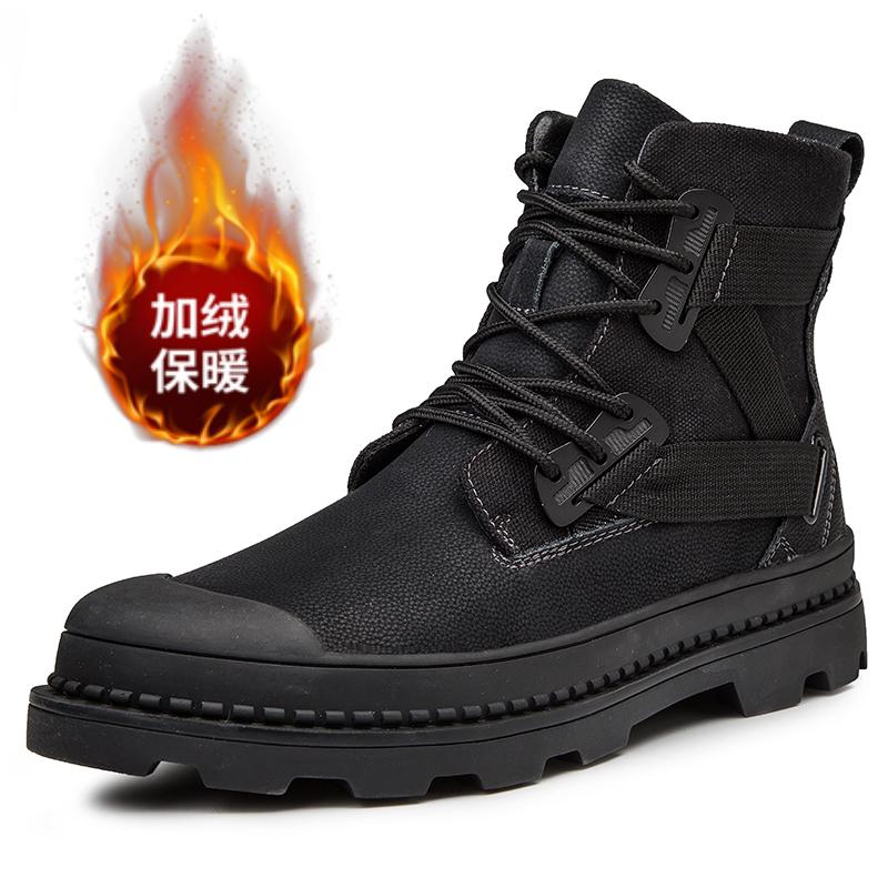 

2024 Осень Зима Модные мужские ботинки на шнуровке с круглым носком, кожаные высококачественные удобные черные кожаные повседневные ботинки на платформе 38