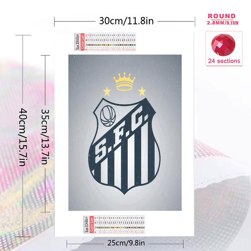 Santos FC Pattern 3pcs 100% Round Full Drill 5D DIY Diamond Painting Embroidery Cross Stitch Rhinestone Décor