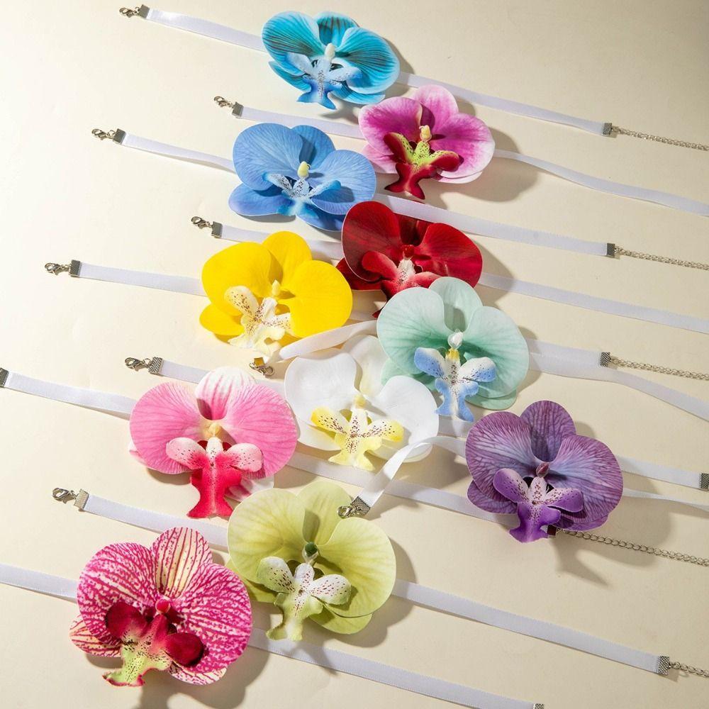 Bunte Phalaenopsis Schlüsselbein Kette High-End Strand Schmuck Blumen Halskette Hals Zubehör