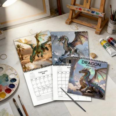 2026 Dragon Wall Calendar 12-Month Fantasy Calendar Spiral Vertical Monthly Planner for Home Office Gifts for Dragon Lovers