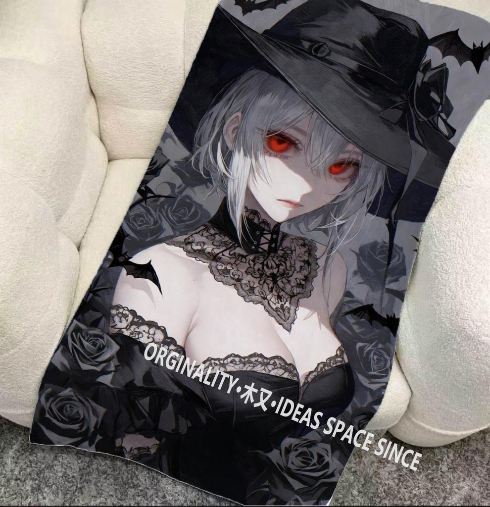Gothic Witch Dark Rose Beach Towel Patterned Sunscreen And Windproof Suitable For Swimming Pool Camping Travel Blanket
