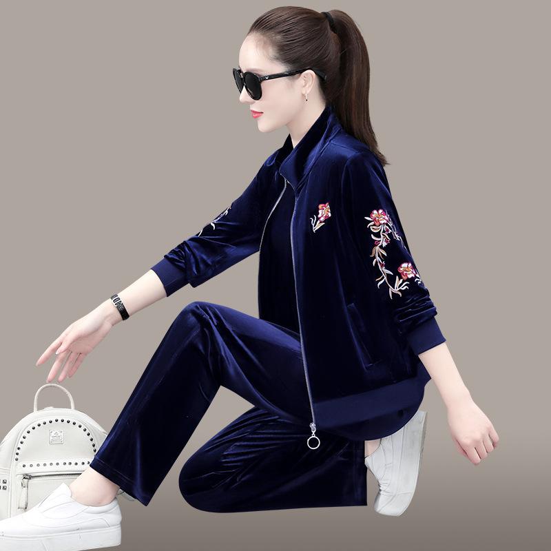 Elastic Waist Sportswear Suit Female Fashion Middle-Aged And Elderly Mothers Spring Autumn Three Piece Set Women Elegant