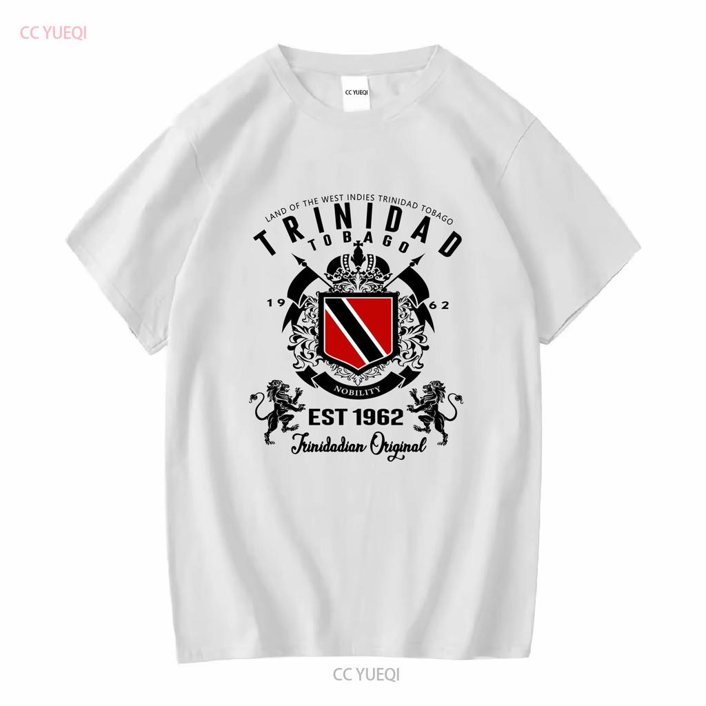 Trinidad T-Shirt und Tobago Flagge TNT Karneval Soca Inselwappen T-Shirt lang- oder kurzärmlig Vintage Gewaschen Gestreckt Vielseitig