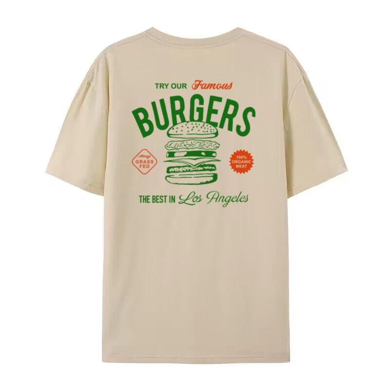 Women 90s Retro Hamburger TShirt Hippie Vintage Aesthetic Foodie T Shirt Cute Burger Lover Tee Shirt Unisex Fashion Clothes