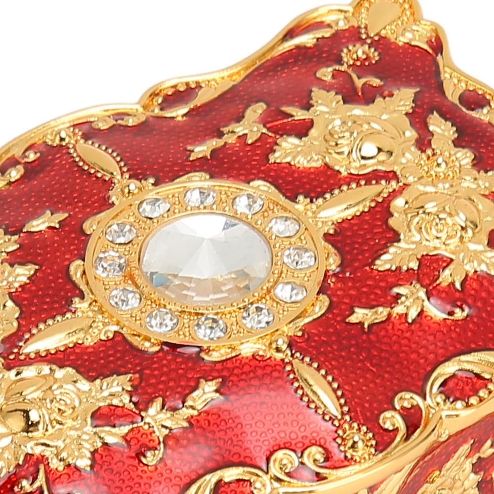 Metal Enamel Trinket Box Gold Red Treasure Chest Box Jewelry Boxes Jewelry Box  Home Dresser Decor