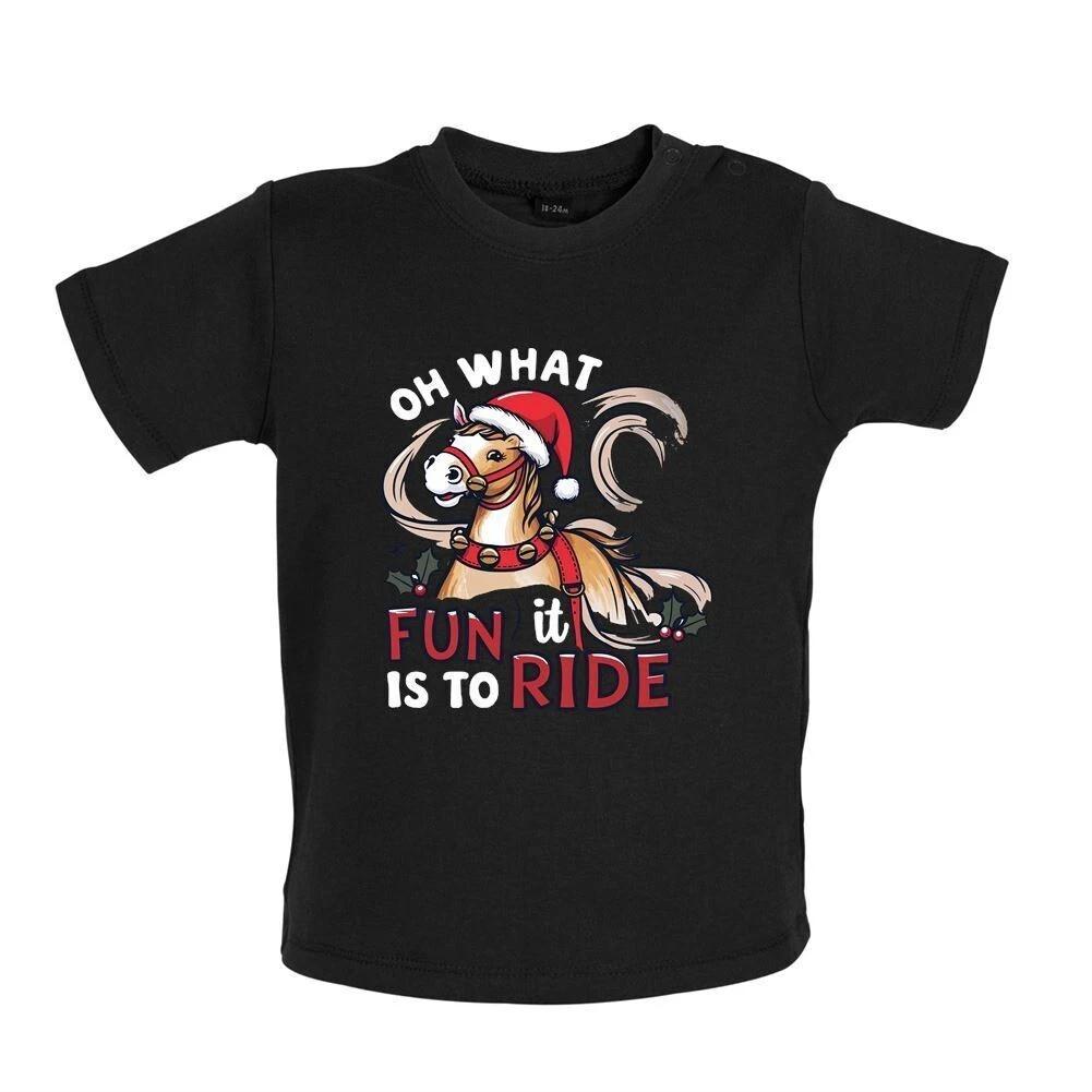 Oh What Fun It Is To Ride - Baby Kids Boys Girls Unisex T-Shirt / Babygrow - Horses Ride Xmas Horse 120