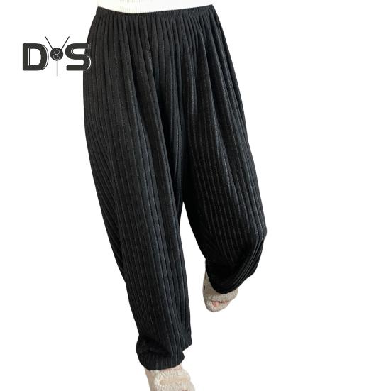 Winter-Pyjama-Hose aus dickem Plüsch, elastischer Bund, locker, warm halten, weites Beindesign, Homewear-Hose für Damen, einfarbig, Lounge-Hose