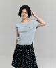 AWESOME STUDIO Asymmetrical Collar Off-Shoulder Knit Light Blue