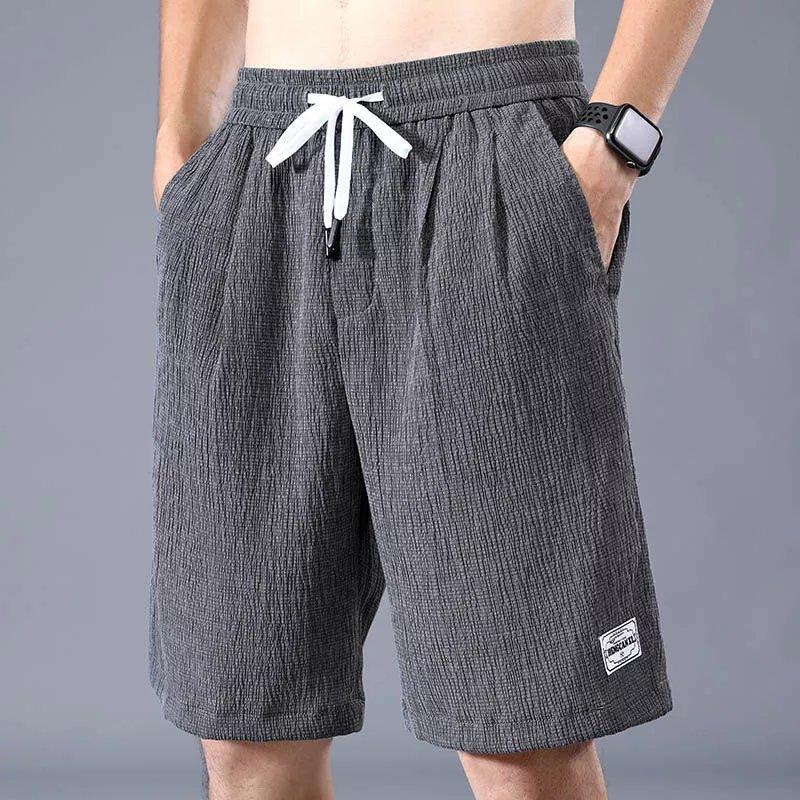 Herren Koreanischer Stil Eisseide Freizeithose - Leichtgewichtige Locker sitzende Neun-Punkte-Hose