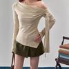 2025 Women's Slimming Wrap-Around Knit Top - Chic Long-Sleeved Waist-Cinching Layer