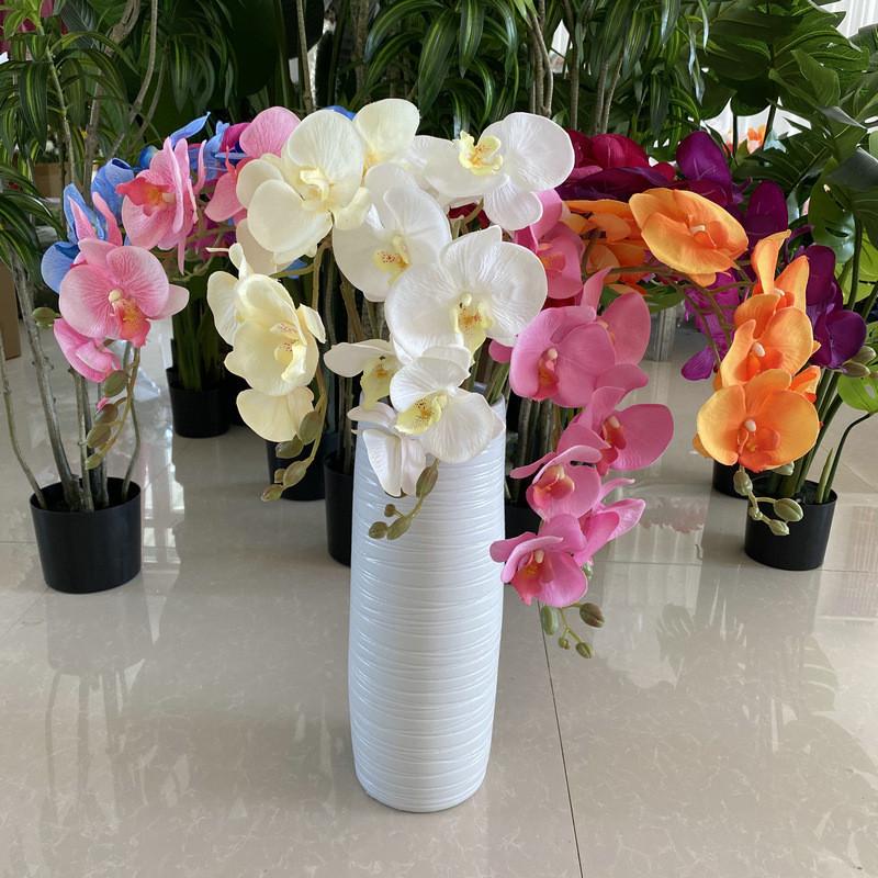 8head Peach Suede Orchid Artificial Plant For Wedding Reception And Home Decor