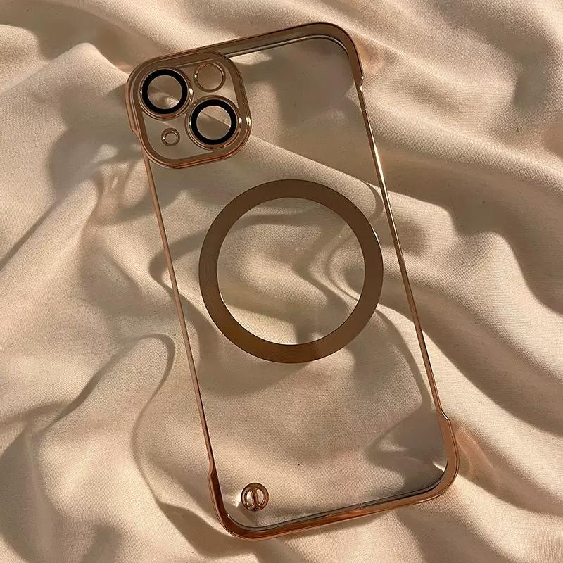 Applicable To IPhone 16 Frameless Phone Case Magnetic Suction Apple 15 ProMax Half Pack Ultra Thin 14 Drop Protection Case