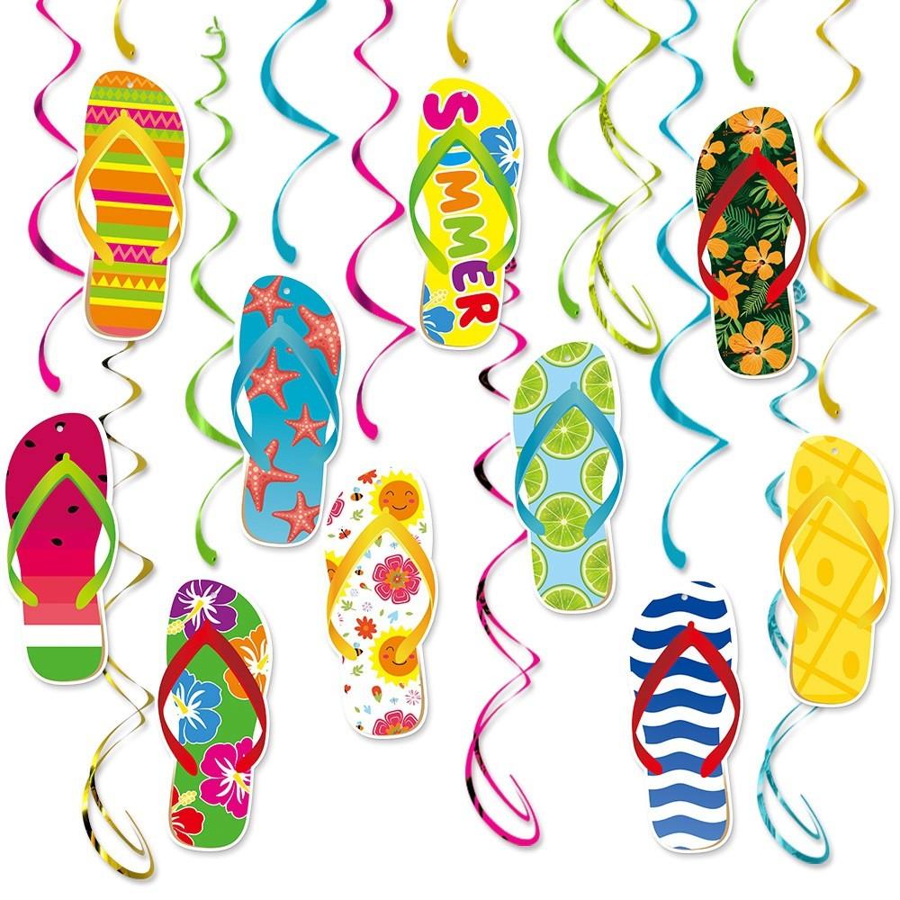 Hawaii Party Summer Decorations Spiral Flip Flops Hanging Decoration Beach For